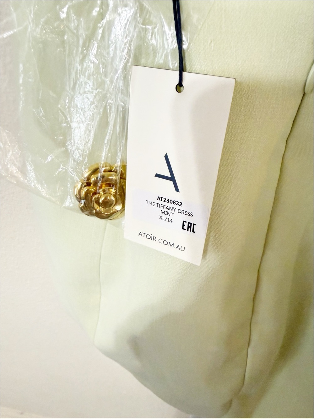 Atoir The Tiffany Backless Gold Rose Flower Embellished Dress in Mint Green NEW - Picture 10 of 13